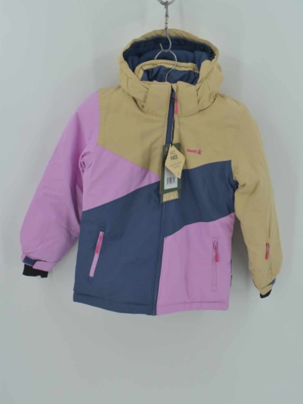 NWT Kamik Girls Pixie Insulated Ski Jacket Tan Pink Navy Winter Coat 6